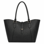 BagCove Robinson Pebbled Leather Tote Handbag - Black