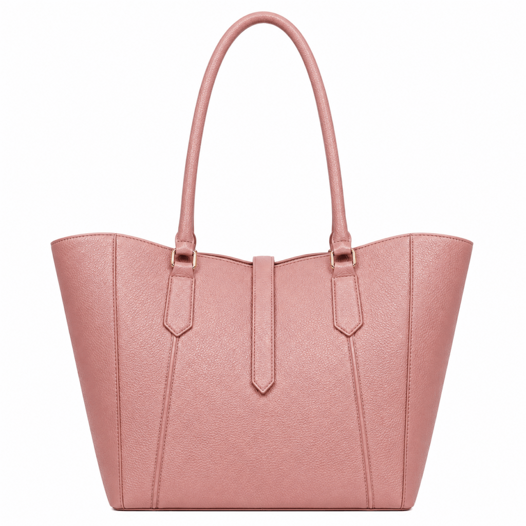 BagCove Robinson Pebbled Leather Tote Handbag - Dusty Pink