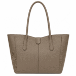 BagCove Robinson Pebbled Leather Tote Handbag - Taupe